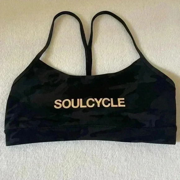 Black Camo Lululemon Flow Y Soul Cycle Bra Sz 10 - Picture 1 of 3